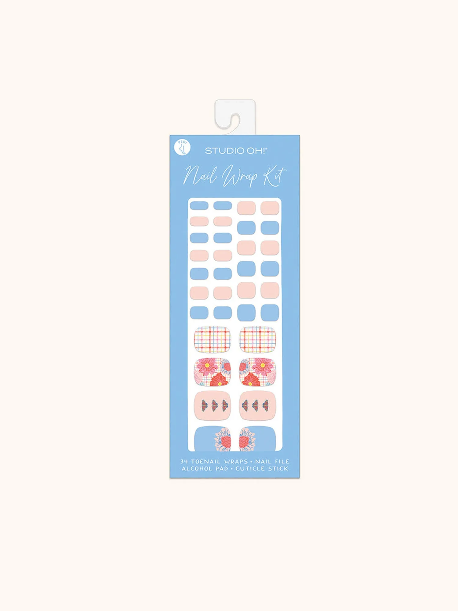 Plaid Blossoms Pedi Nail Wrap Kit
