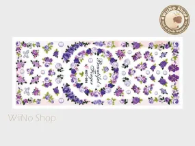 Purple Rose Bouquet Water Slide Nail Art Decals - 1pc (HOT-054)