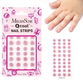 Qcoat Fully Cured Gel Nail Strips for Kids - Pink Starry Sky