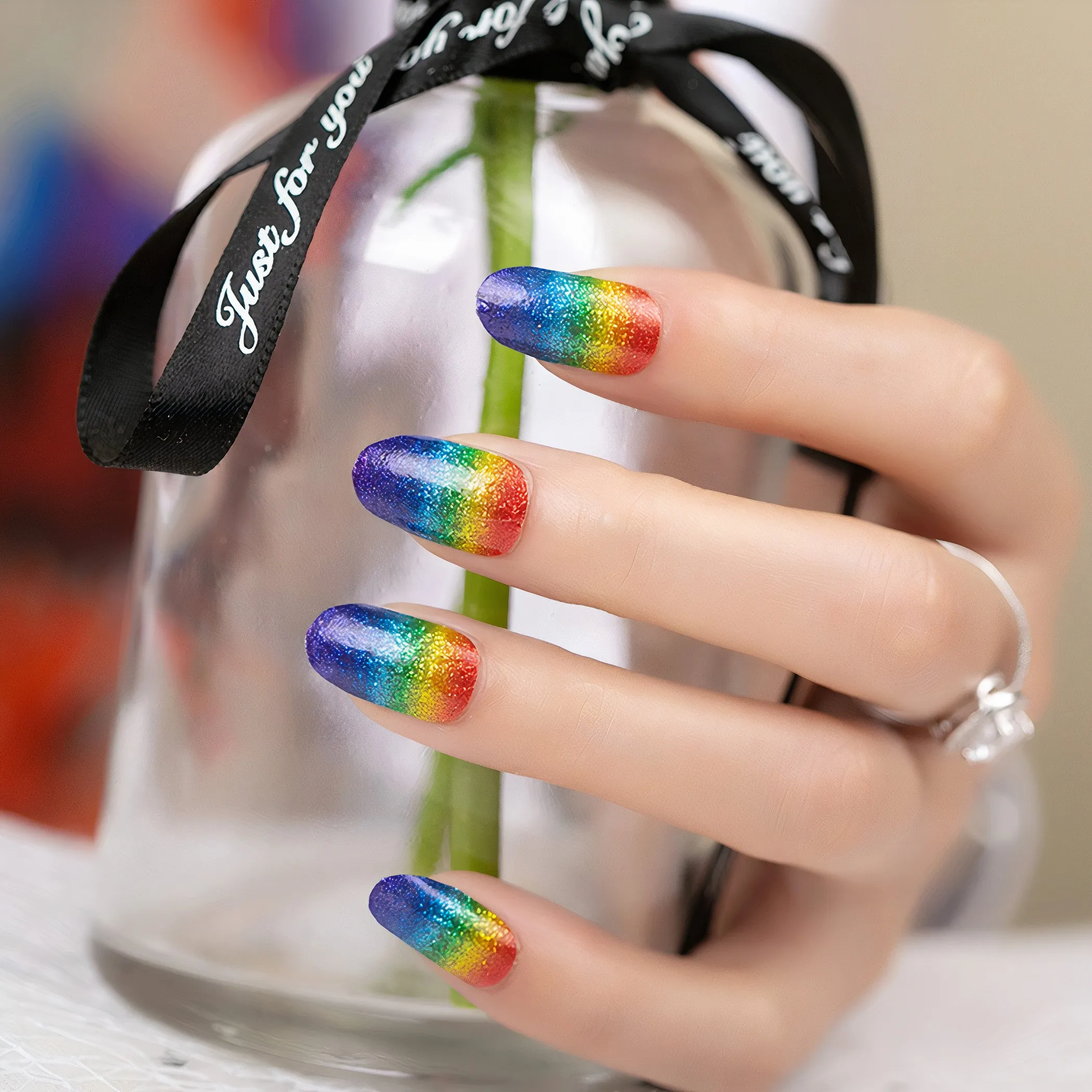 Rainbow Ombre Gradient Sparkly Glitter