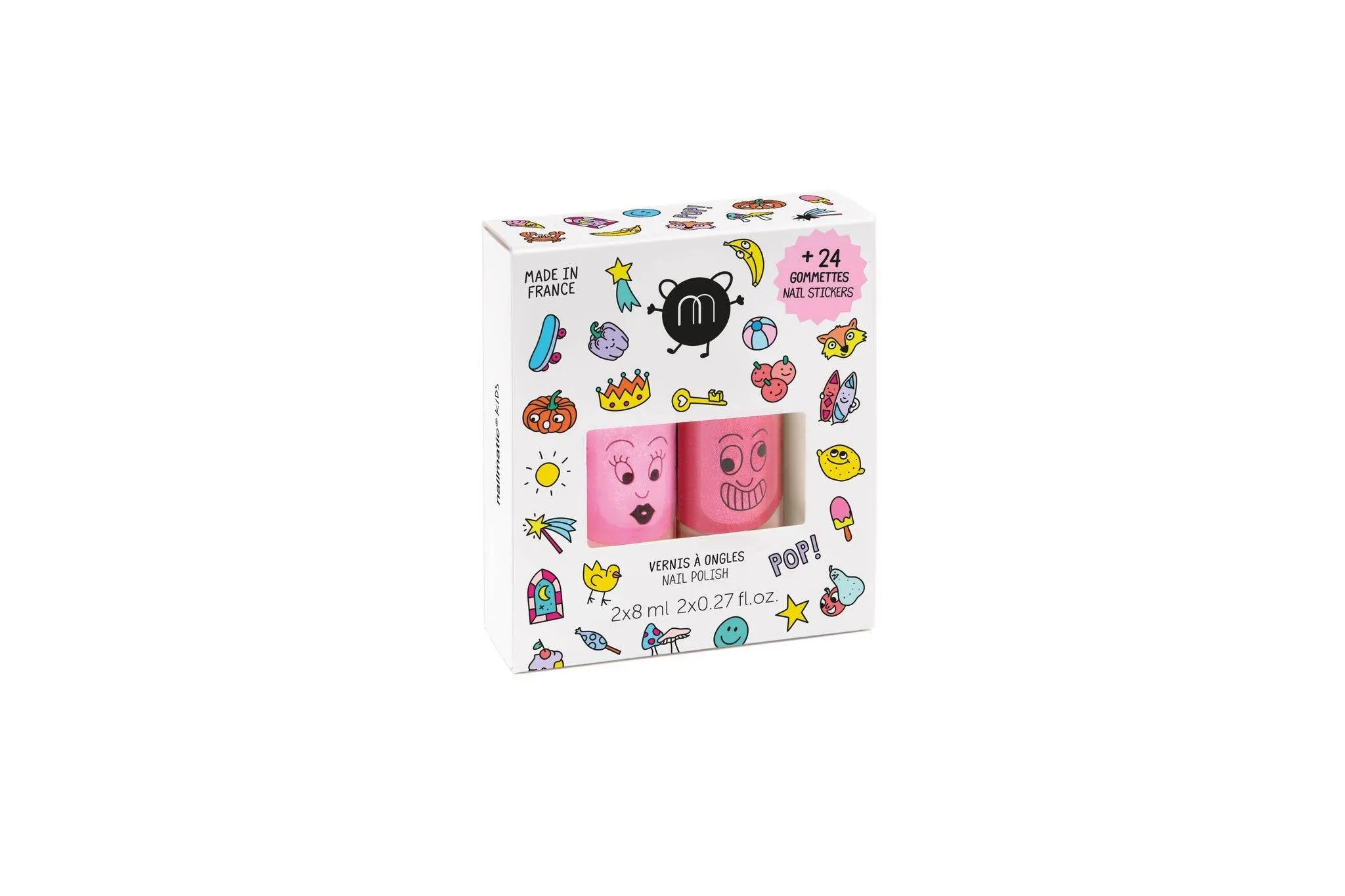 Set: 2 nail polishes   1 nail sticker: Wow