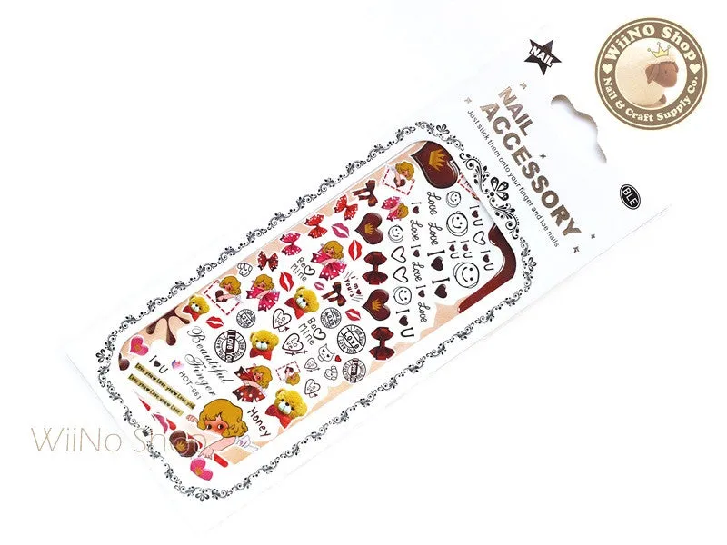 Sweet Chocolate Valentine Water Slide Nail Art Decals - 1pc (HOT-061)