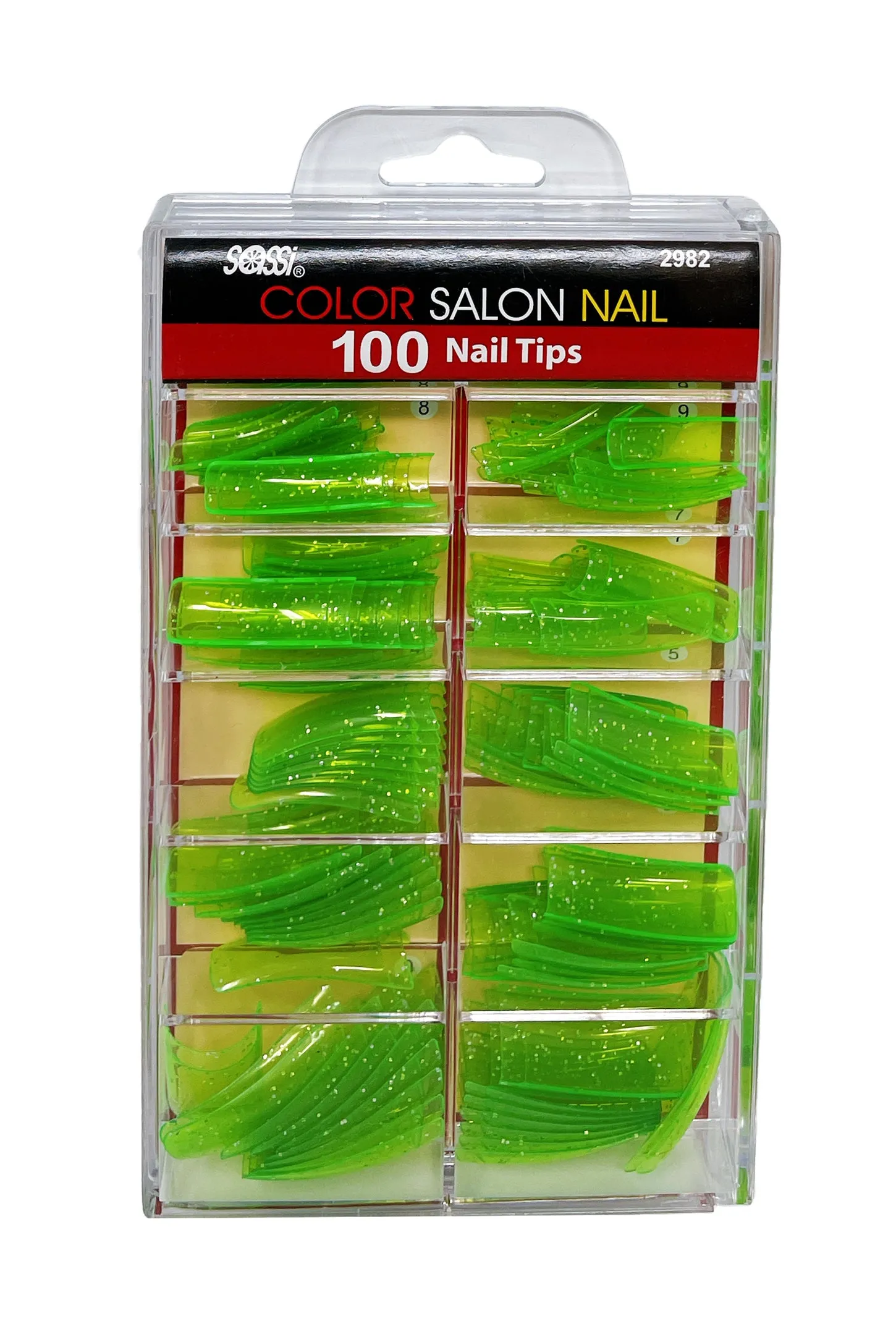 Transparent Glitter Green 100tips
