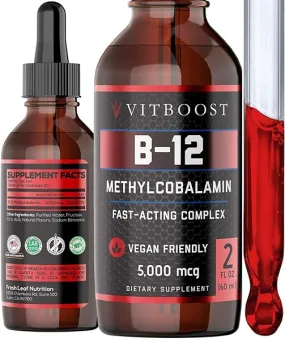Vegan Liquid B-12 Drops – 60 x 5000 mcg Extra Strength Raspberry Flavored Vitamin B12 Liquid Methylcobalamin sublingual Supplement | Designed to Maximize Absorption & Energy | Gluten Free in Pakistan