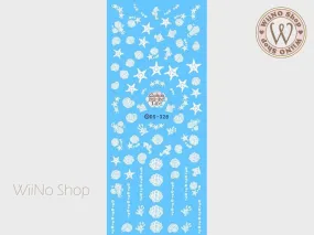 White Cotton Marine Lace Water Slide Nail Art Decals - 1 pc (DS-328)