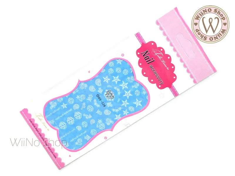White Cotton Marine Lace Water Slide Nail Art Decals - 1 pc (DS-328)