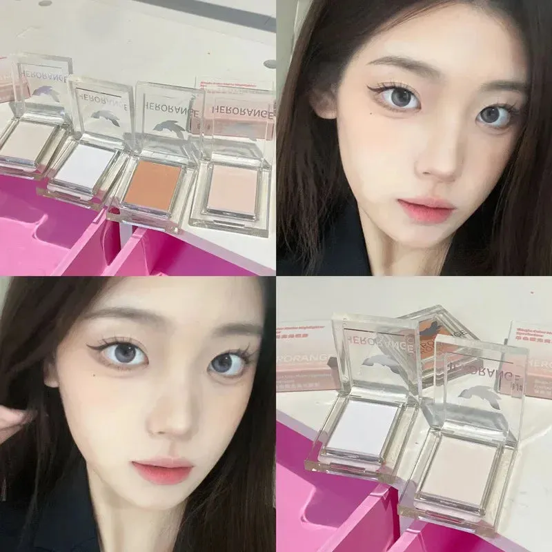 Yeknu Eye Shadow Palettes Monochrome White Jade Highlighter Palette Waterproof Pearly Matte Brighten Lying Silkworm Shimmer Bronzer
