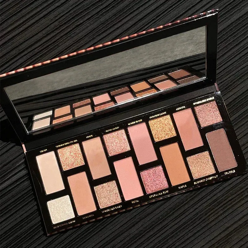 Yeknu Glitter 16 Color Eyeshadow Palette Makeup Long-lasting Matte Eye Shadow Palettes Brighten Eye Cosmetics Women Beauty Earth Color