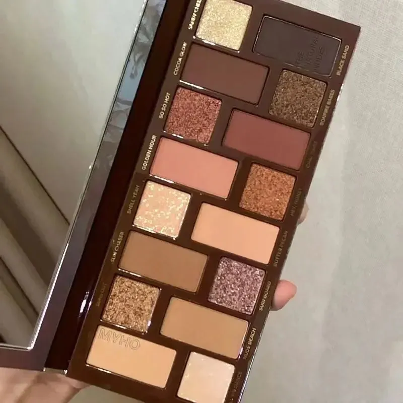 Yeknu Glitter 16 Color Eyeshadow Palette Makeup Long-lasting Matte Eye Shadow Palettes Brighten Eye Cosmetics Women Beauty Earth Color