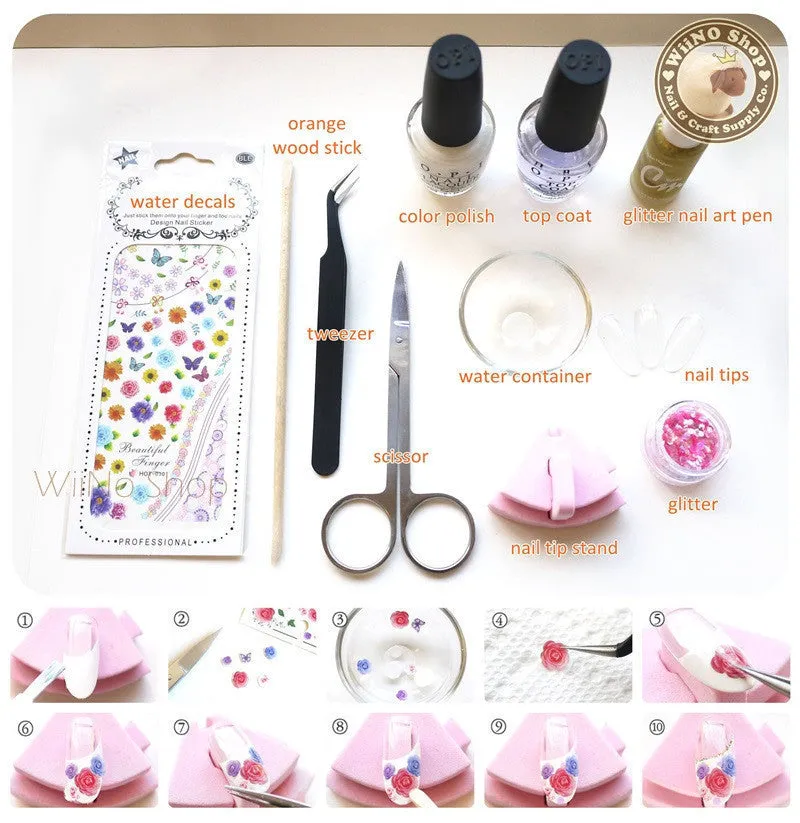 Zebra Floral Pattern Water Slide Nail Art Decals - 1pc (DLS-190)