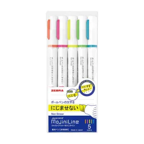 Zebra Justfit Mojini Line Highlighter - 5 Color Set